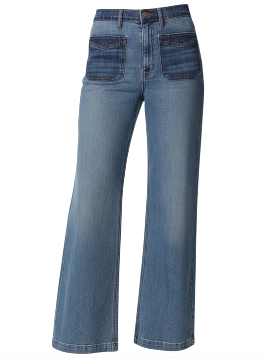 Jessica Simpson High-Rise Wide-Leg Jeans - Blue- 12 Petite-EUC $98 Retail - Picture 4 of 10